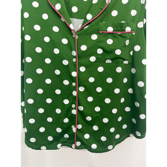Kate Spade Green Pink White Polka Dots Pajama Shorts Set Size Large - Picture 4 of 13